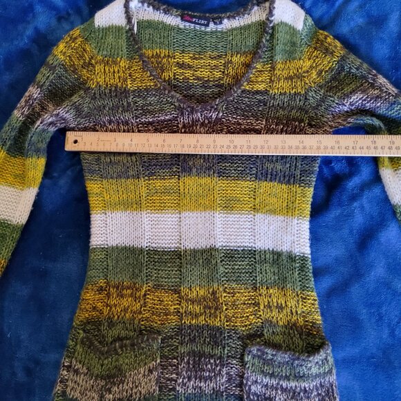 Ultra Flirt Y2K fairy grunge cozy knit crochet sweater mini dress with pockets - Picture 8 of 9